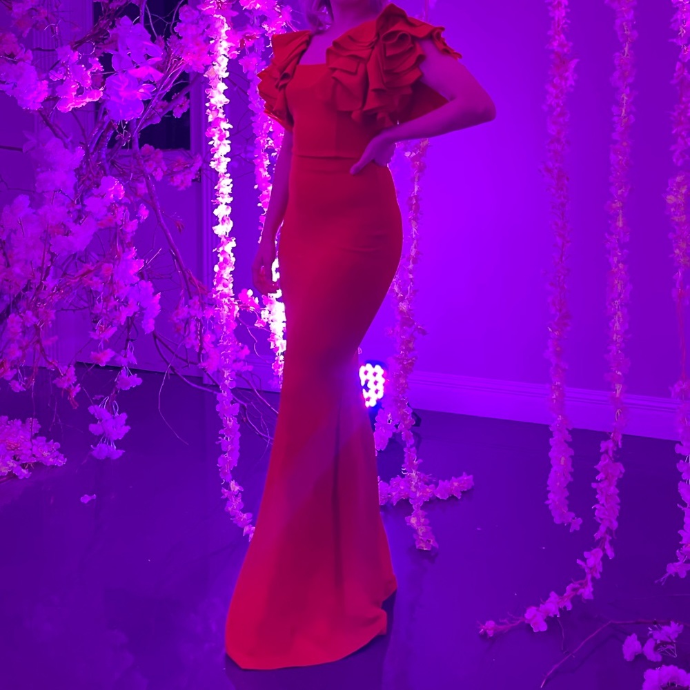Long Red Formal Dress, Size Small but can also fit a Medium - Picture 2 of 2